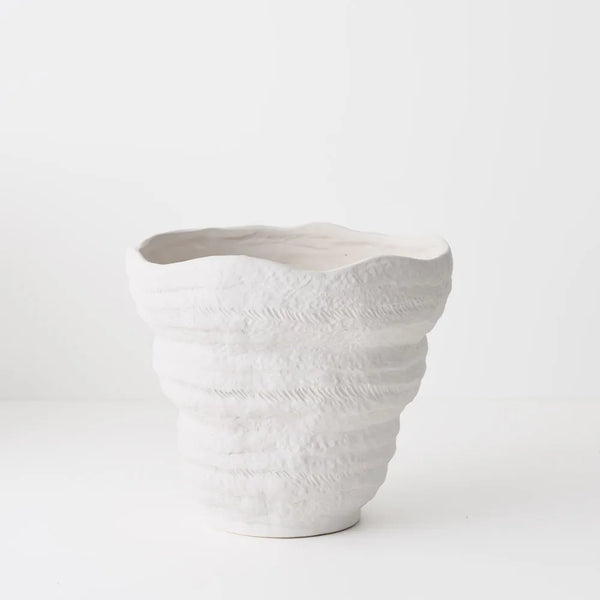 Ulrika Textured Ceramic Pot - White (24cm)